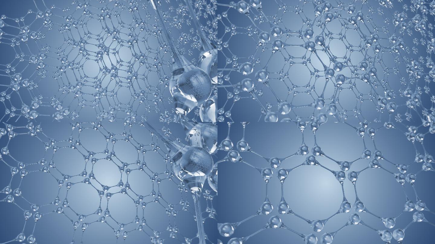 4K 蓝色分子结构矩阵动画 02