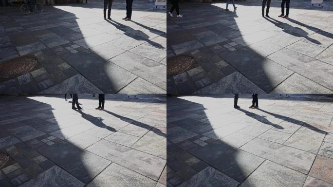 路过人群的阴影实拍视频影子