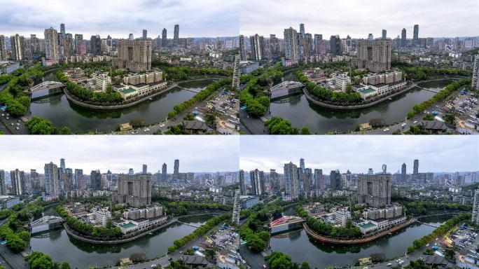 贵阳南明河沿岸高楼与省政府大楼延时摄影