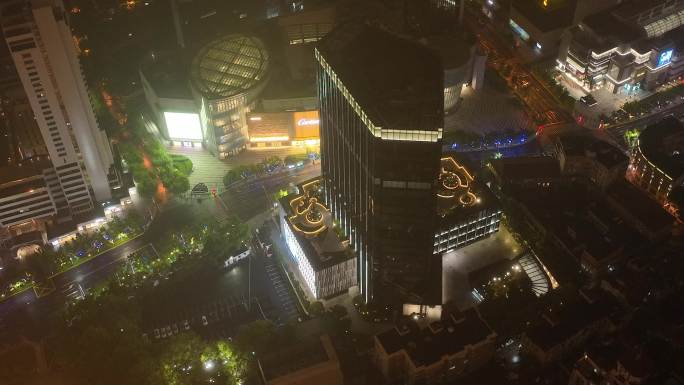 4K原素材-航拍南京西路商圈锦沧文华广场