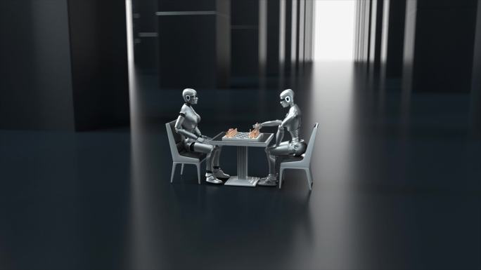 科幻感人工智能 国际象棋 3D渲染