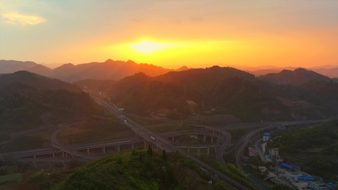 贵州高速立交桥 夕阳