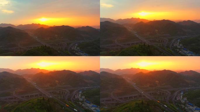 贵州高速立交桥 夕阳