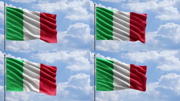 风中的意大利国旗概念