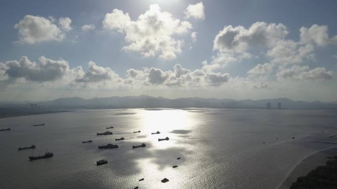 大江大河，珠江入海口，海运风光，船舶运输