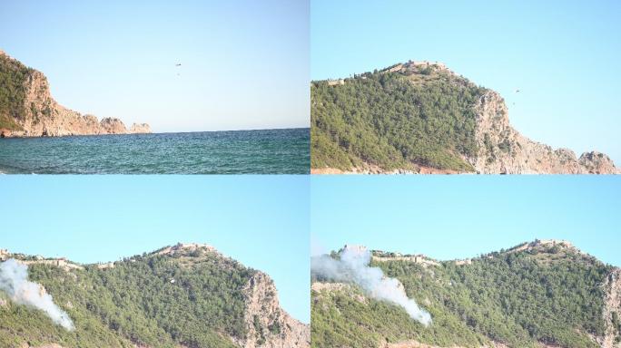 消防直升机救火山火