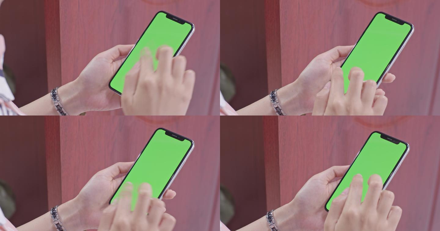 【正版素材】女人操作手机绿幕素材2
