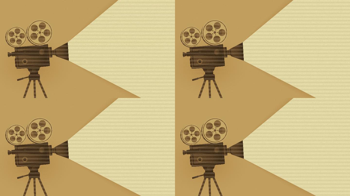 Retro Brown影院相机和电影杂志动画背景库存视频-35mm电影相机动画