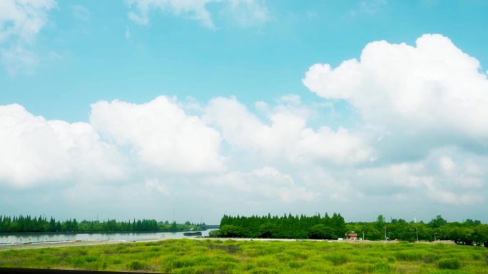 城市蓝天 天空 白云  上海松江 桥