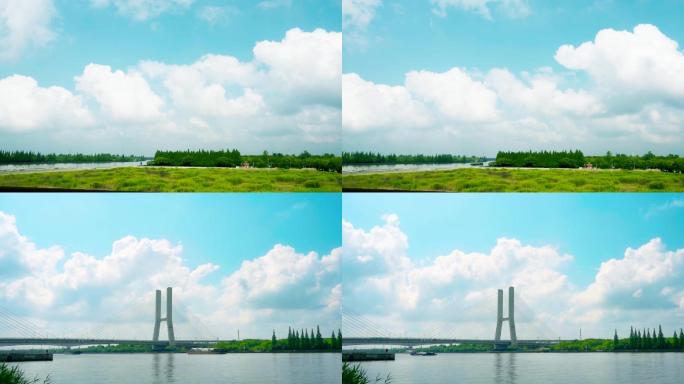 城市蓝天 天空 白云  上海松江 桥