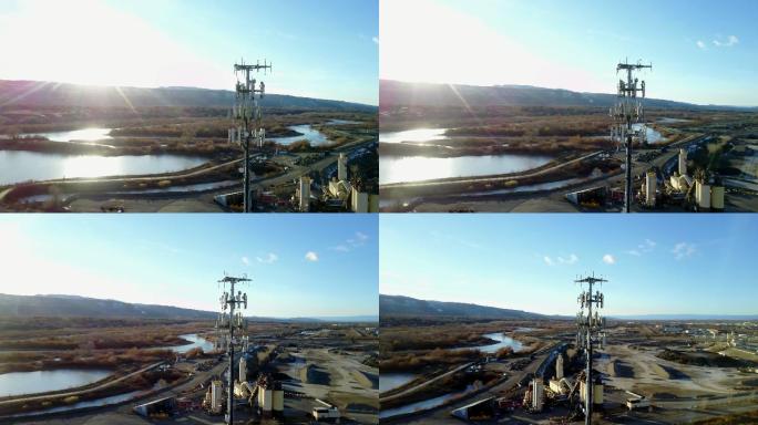湖前蜂窝塔的无人机图像