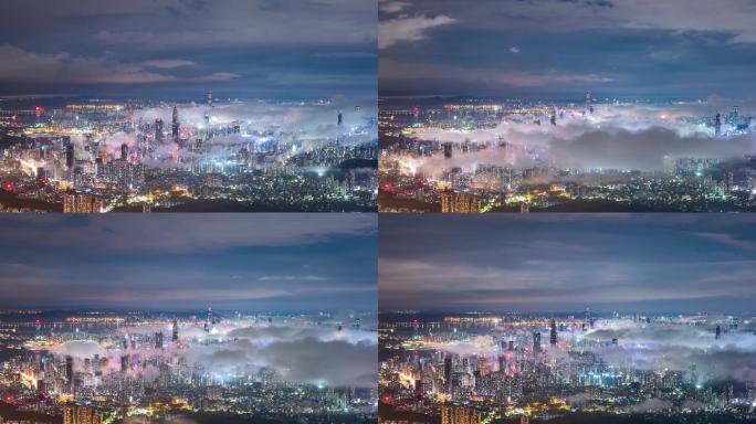 深圳通透大气城市云海夜景
