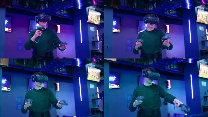 玩VR视频游戏的年轻人