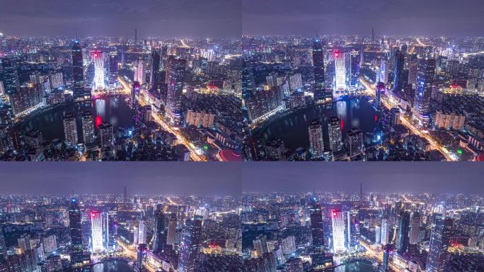 武汉西北湖金融中心内透夜景航拍