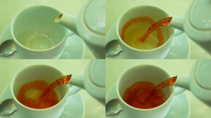 倒茶慢动作泡茶红茶实拍视频茶水