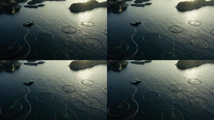 无人机鸟瞰：挪威的海洋和峡湾