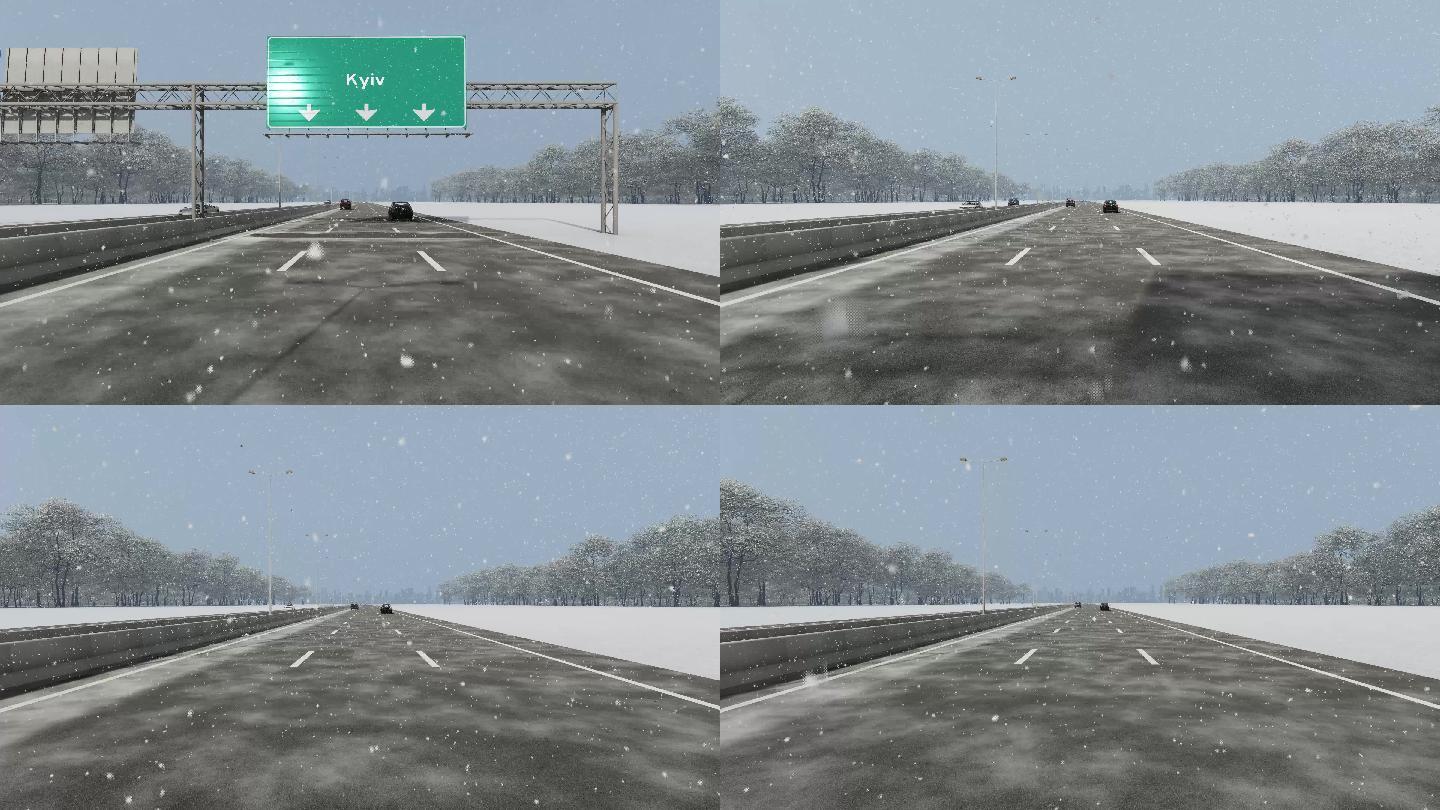 基辅市入口概念，高速公路上的标志牌库存视频