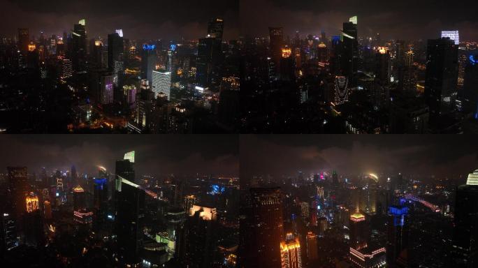 5k原视频-航拍上海南京西路商圈夜色