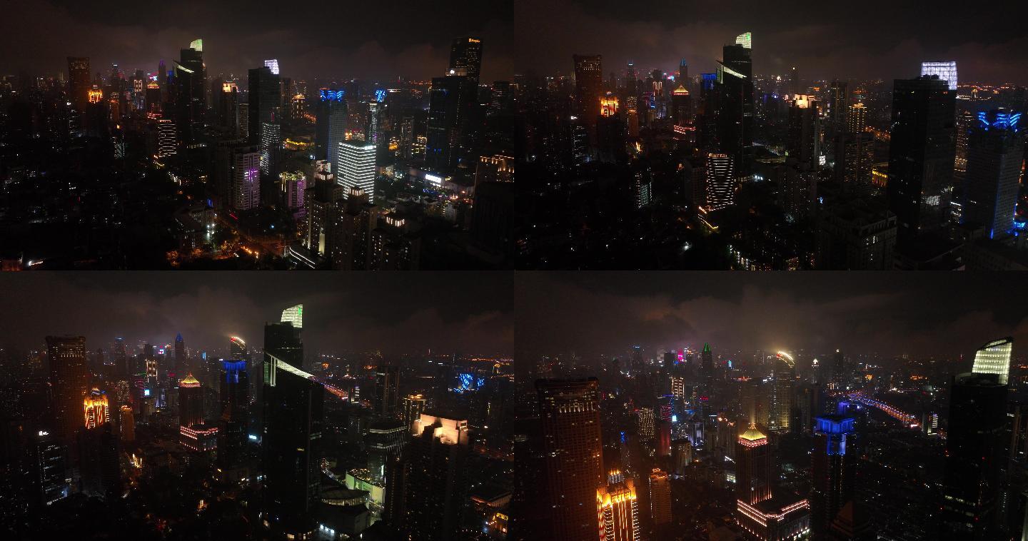 5k原视频-航拍上海南京西路商圈夜色