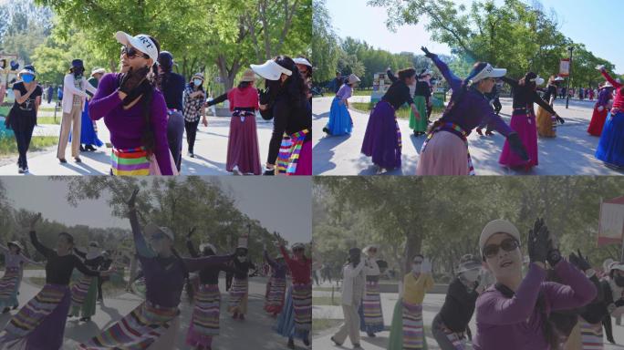 【4K】妇女清晨在公园跳民族舞广场舞生活