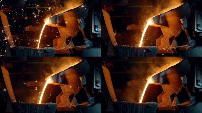 在铸造厂浇注熔融金属时，SLO-MO火花飞溅到空气中