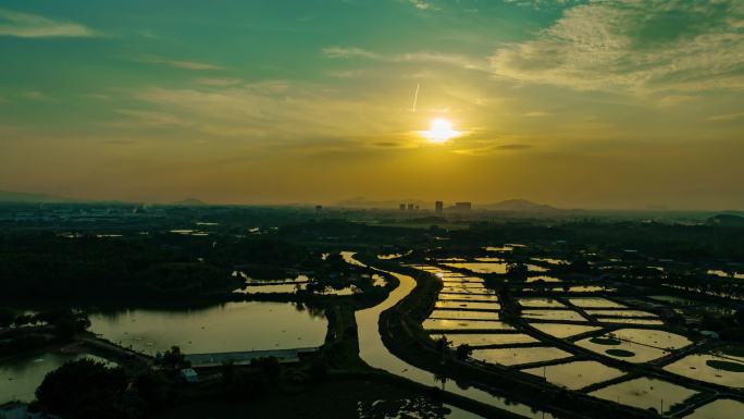 广东肇庆鱼塘养殖水塘延时摄影