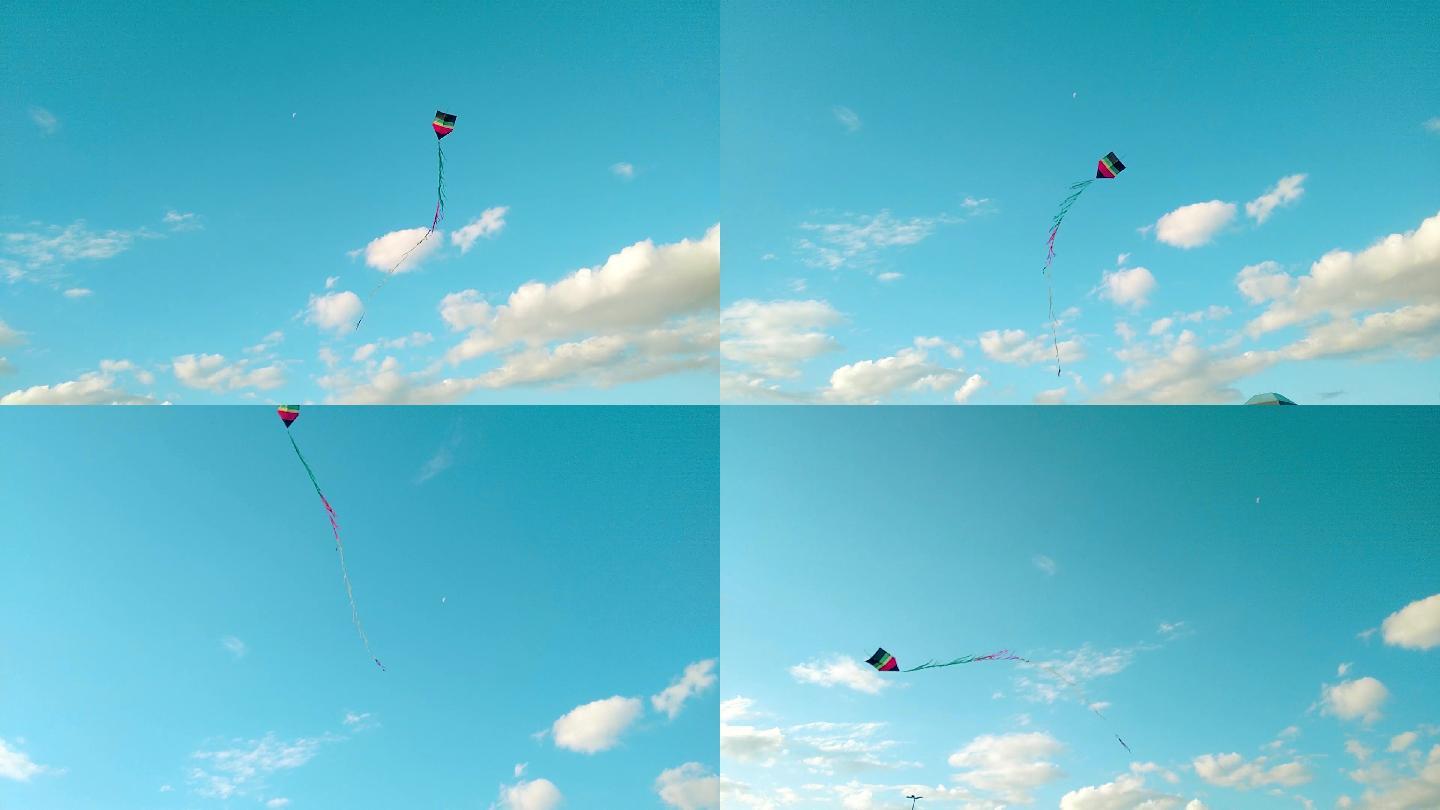 风筝在蓝天上表演特技