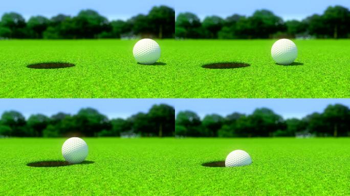 高尔夫球进洞特写高尔夫球进洞