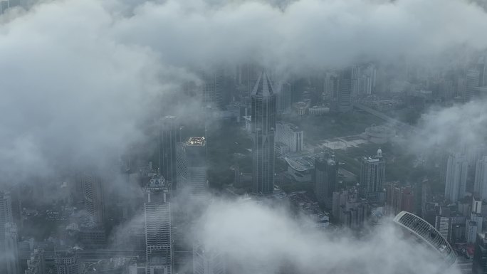 4K原素材-航拍上海空城，明天广场