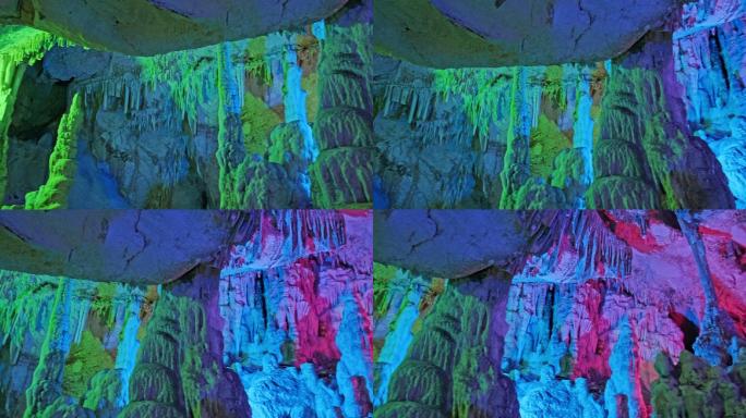 色彩处理生动的钟乳石和石笋抽象视图