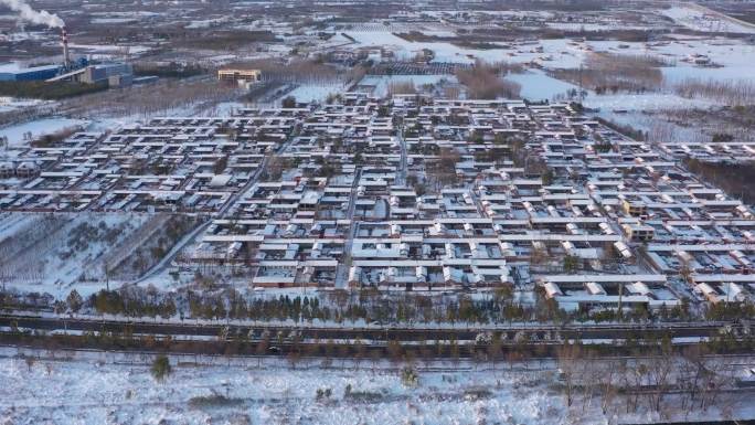 乡村雪景航拍