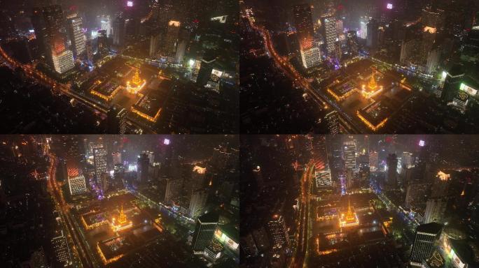 4K原素材-航拍上海空城，上海展览中心