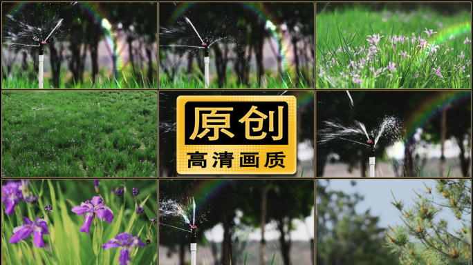 原创草地园林浇水升格视频素材