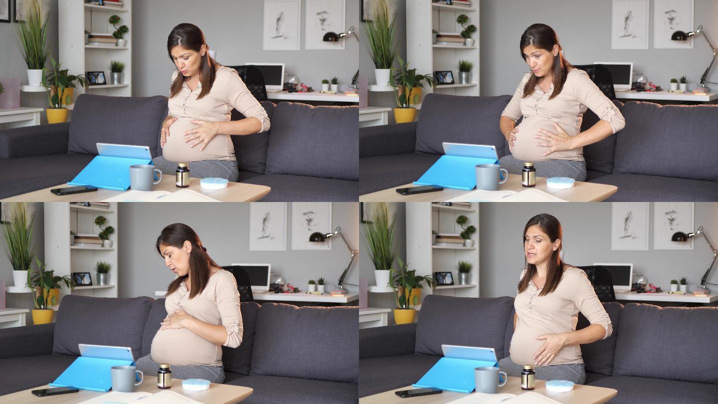 孕妇在家，怀孕期间与医生视频通话