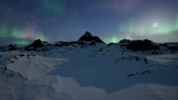 梦幻星空极光雪山斗转星移日出夜转日延时