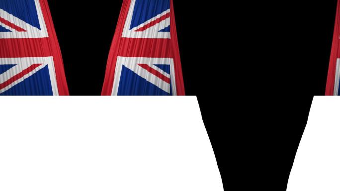 英国国旗窗帘布展开打开拉开帷幕