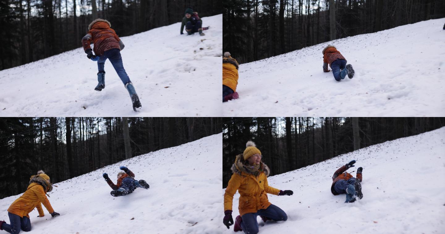 孩子们在雪地里玩得很开心