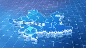 云南西双版纳傣族自治州蓝色科技定位地图视频素材