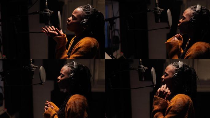 黑人女歌手唱歌录音