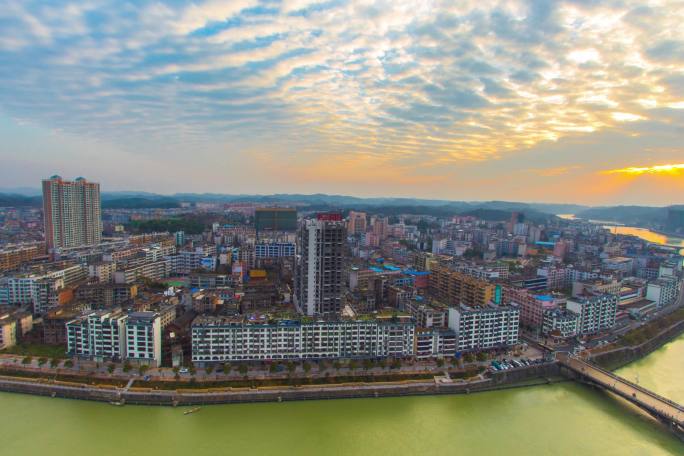 湖南省郴州市永兴县风景航拍城市延时摄影