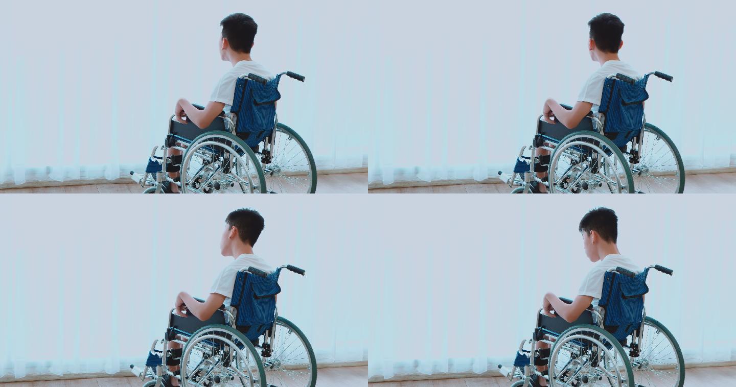 医院里的残疾男孩轮椅残疾