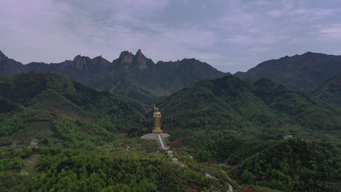 九华山风景区大愿文化园大佛4K航拍