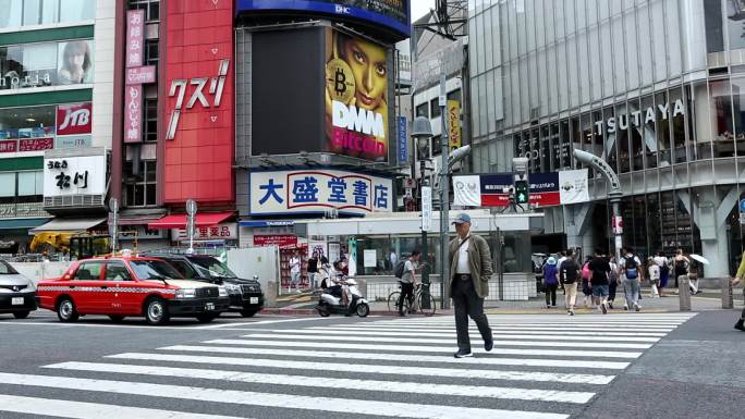 日本东京涉谷繁华的街道