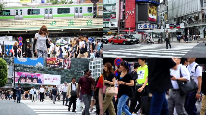 日本东京涉谷繁华的街道