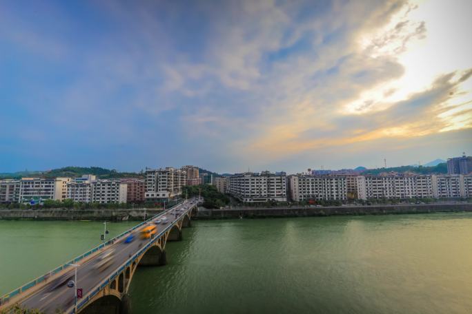 湖南省郴州市永兴县城市风景延时摄影