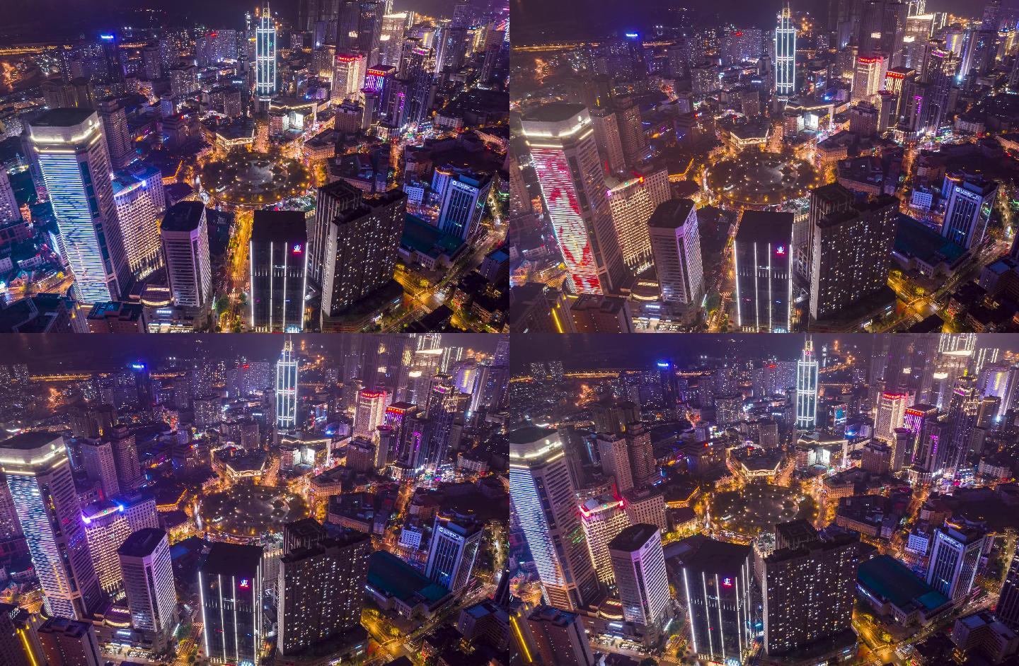 繁华大连城市夜景航拍延时