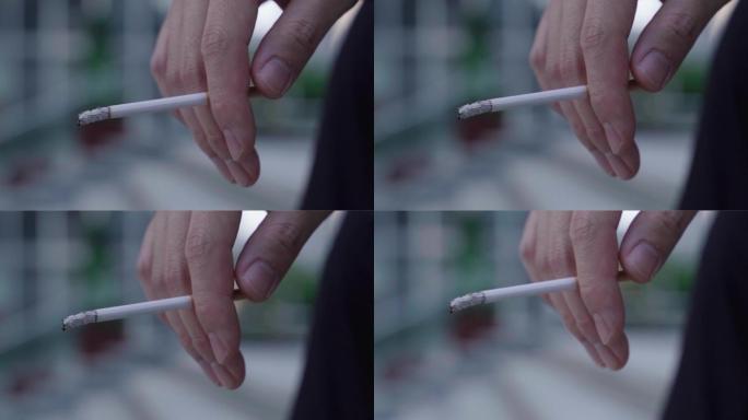 香烟 抽烟特写 点烟
