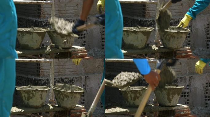 砂浆和桶建筑施工