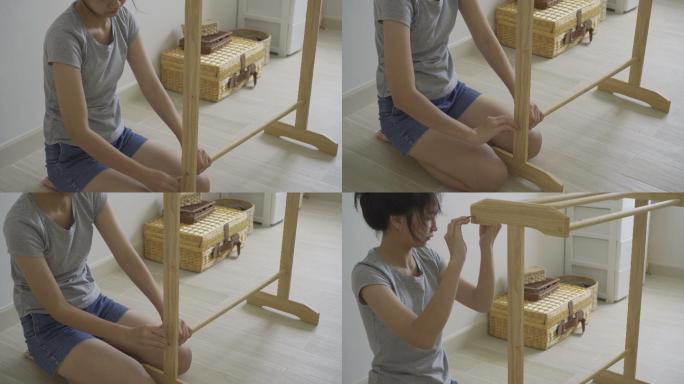 少女自组装家具组装木架