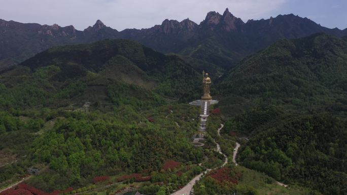 九华山风景区大愿文化园大佛4K航拍